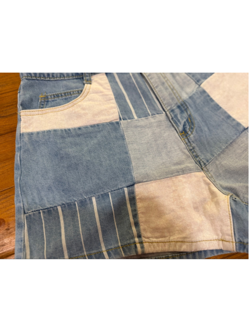 Easel Los Angeles Patchwork Denim Shorts Size M High Rise Boho Festival NWT - Picture 5 of 12